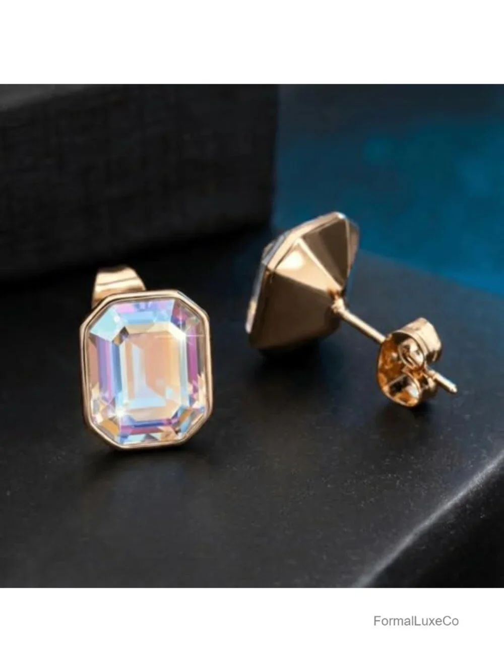 Austrian Crystal Stud Earrings 14K Gold Plated S925 Sterling Silver